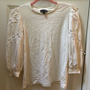 J. Crew Cream Blouse with Lace Sleeves